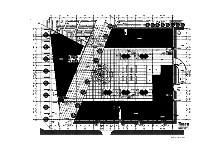 5层图书馆防火分区设计图（CAD、6张）-一层防火分区平面