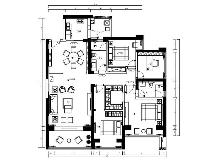 广州室内施工图资料下载-[广州]中式典雅三居室设计施工图（含效果图）