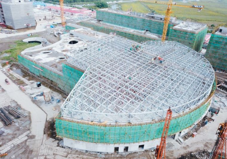 钢结构倒混凝土资料下载-浦东海昌极地海洋公园钢结构竣工倒计时，今年暑期开园！