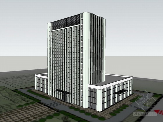 高层办公楼平面方案资料下载-高层办公楼sketchup模型下载