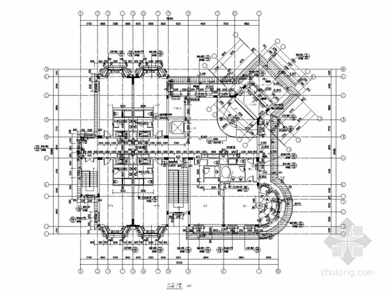 俄罗斯风情酒店结构施工图（含建筑图）-二层平面图