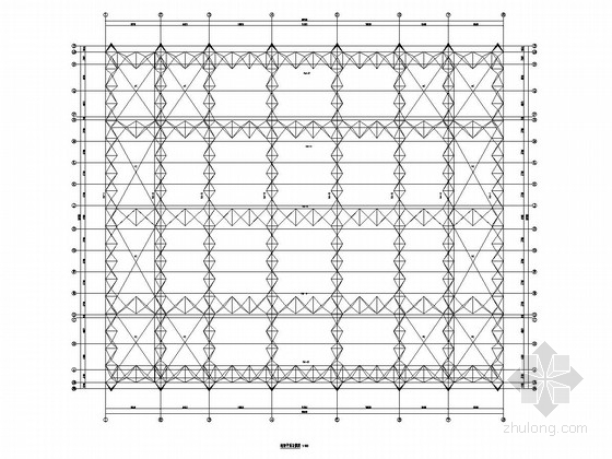 [四川]空间管桁架结构体育馆结构施工图（含建筑方案图）-桁架平面布置图 