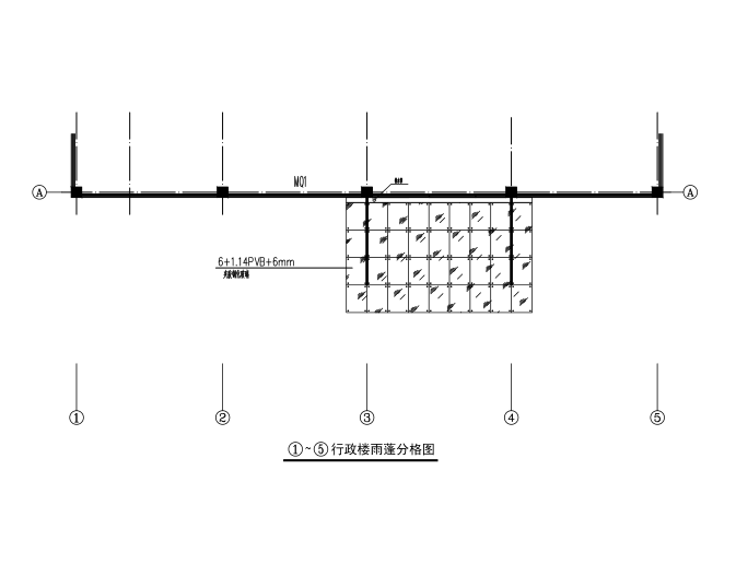 雨棚玻璃门cad图资料下载-行政楼大门雨棚钢结构施工图（CAD、7张）