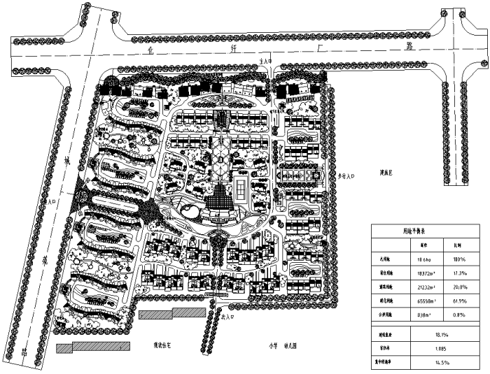 园林各类居住小区景观规划设计CAD平面图564套-某小区规划设计总平面图