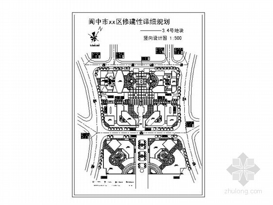 地块修建性详细规划资料下载-[阆中]某地区修建性详细规划3、4号地块竖向设计图
