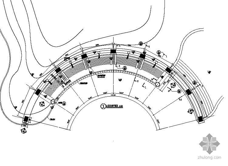 弧形建筑cad施工图资料下载-弧形水景长廊施工图