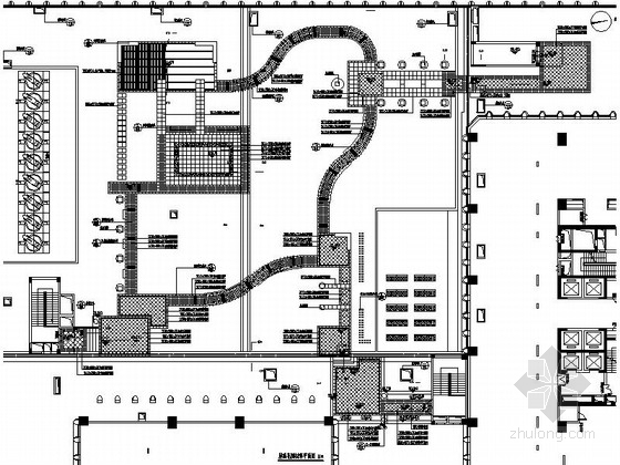 [浙江]现代商务酒店室外景观绿化施工图-屋顶花园平面图 