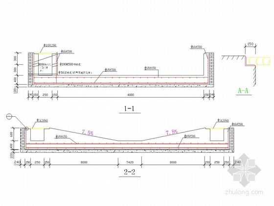 25米桥设计资料下载-5米×25米洗车池详图