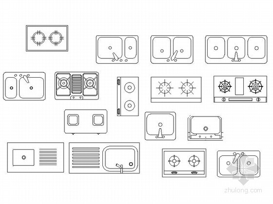 中西结合厨房CAD资料下载-各种厨房不同用品cad图块