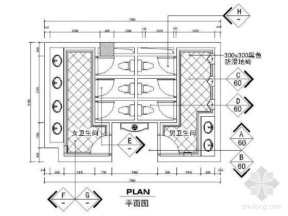 公共卫生间设施建筑资料下载-公共卫生间立面图Ⅱ