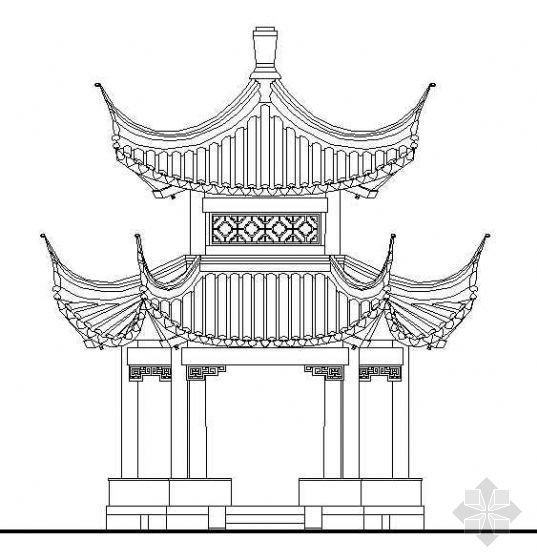 重檐八角亭cad资料下载-八角四方重檐亭详图