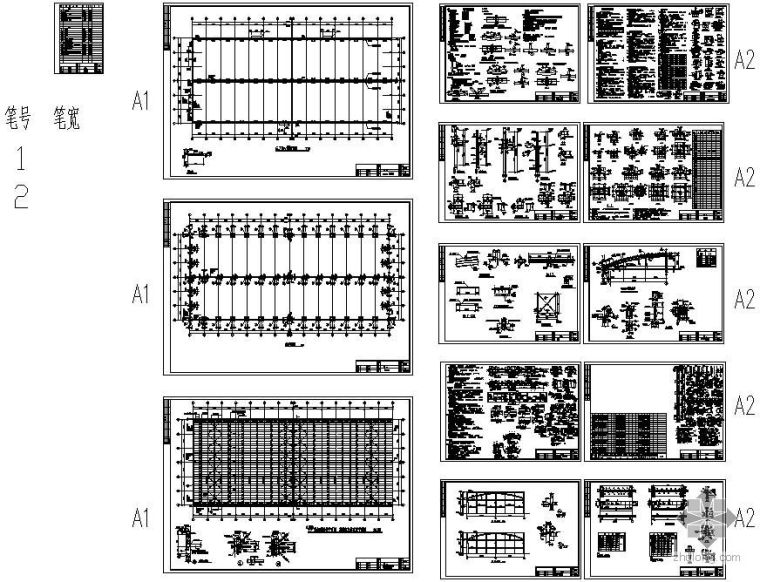 单层厂房屋架结构图资料下载-某厂房双管桁架钢屋架建筑结构图