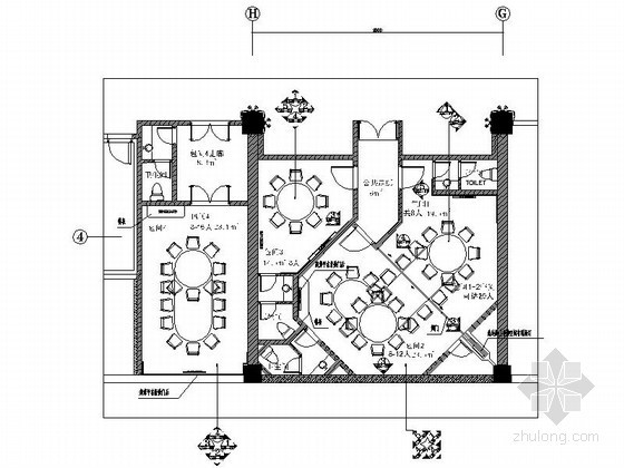 新中式包间设计图资料下载-[大连]酒店餐厅包间装修设计图