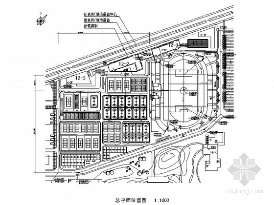 体育场cad总平面图资料下载-某标准运动场总平面图及方案