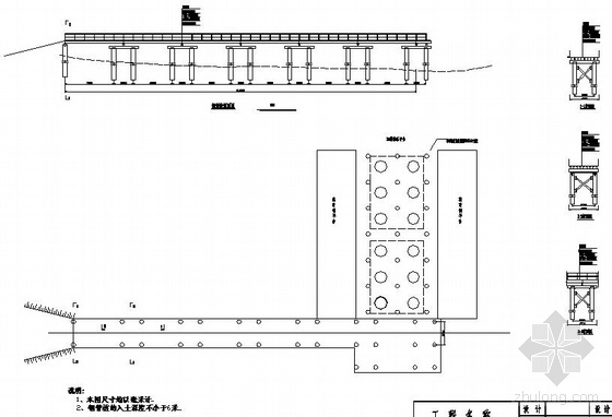 围堰CAD设计图纸资料下载-某水下桩钢便桥钢围堰设计图纸