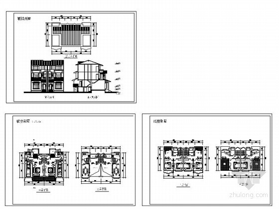 某三层双拼别墅建筑方案图（200平方米）- 