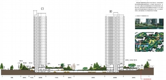 [广东]现代风格住宅区规划及单体设计方案文本（含cad）-住宅区剖面图