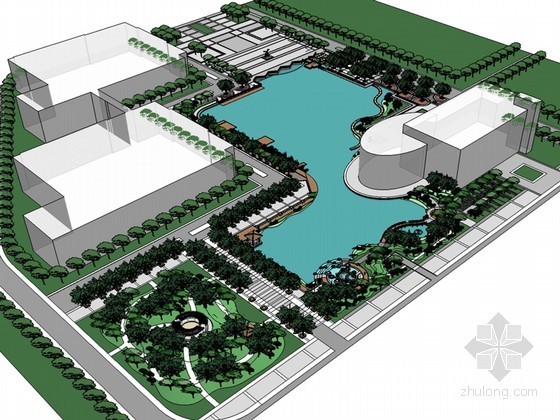 公园景观完整的方案模型资料下载-景观公园SketchUp模型下载