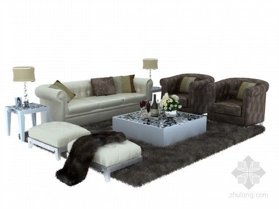 漂亮沙发3D模型资料下载-漂亮舒适沙发3D模型下载