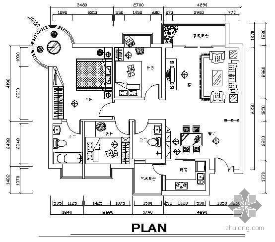 三房两厅建筑设计方案图资料下载-三房两厅装饰施工图纸