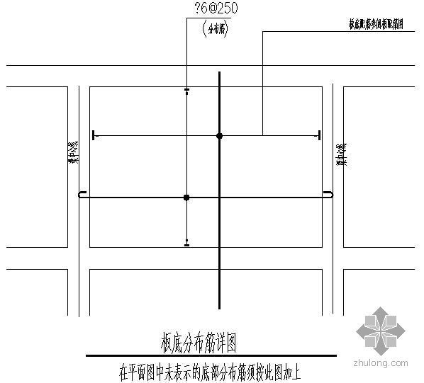 梁底同坡道板底资料下载-某板底分布筋节点构造详图