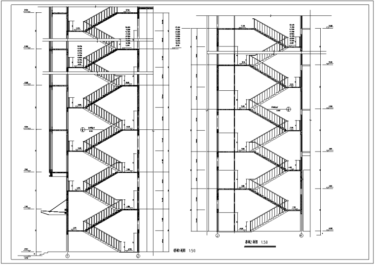 [北京]某假日广场酒店超全建筑CAD施工图-[北京]某假日广场建筑图纸楼梯剖面图