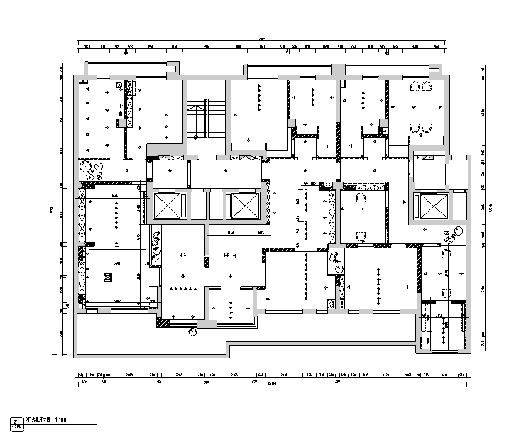 [新疆]禅意空间|合一茶道休闲会所设计施工图（附效果图）-天花尺寸图