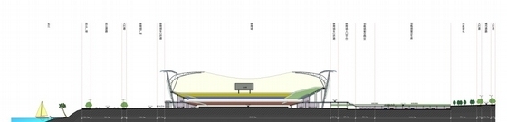 [重庆]大型体育馆建筑设计方案文本-体育馆剖面图