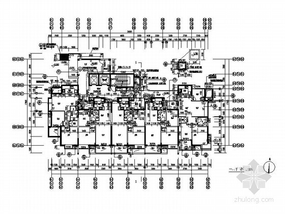 200平方户型一梯一户资料下载-塔式高层一梯五户型图