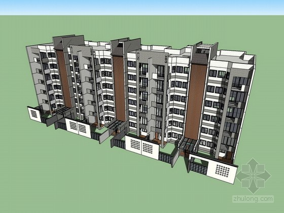 商业住宅混合模型资料下载-现代商业住宅楼sketchup模型下载