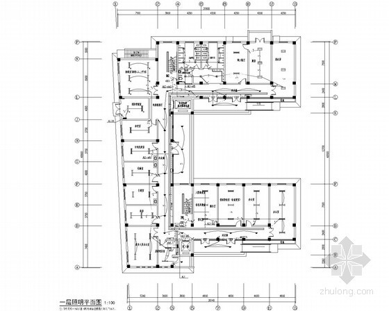 [安徽]儿童福利中心电气设计施工图纸（新规范）-一层照明平面图 