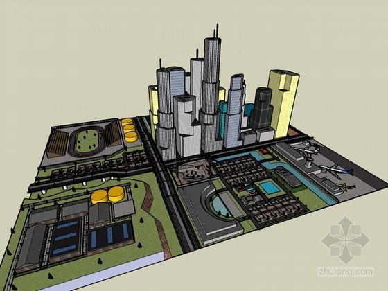 现代小型建筑模型资料下载-现代城市建筑SketchUp模型下载
