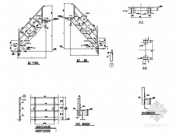 直跑钢结构楼梯设计图资料下载-某单跑钢结构楼梯节点详图