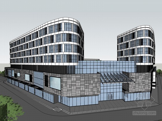 BIM商场模型动画资料下载-城市商场SketchUp模型下载