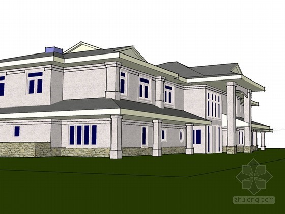 西式风格建筑资料下载-西式组合建筑SketchUp模型下载