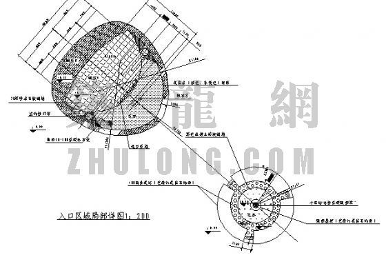 小品详细cad资料下载-入口局部施工小品图