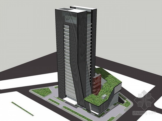 现代钢结构观光楼草图模型资料下载-现代办公楼sketchup模型下载