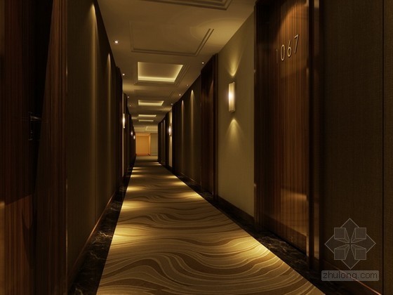酒店室内3d模型设计资料下载-酒店走廊3d模型下载