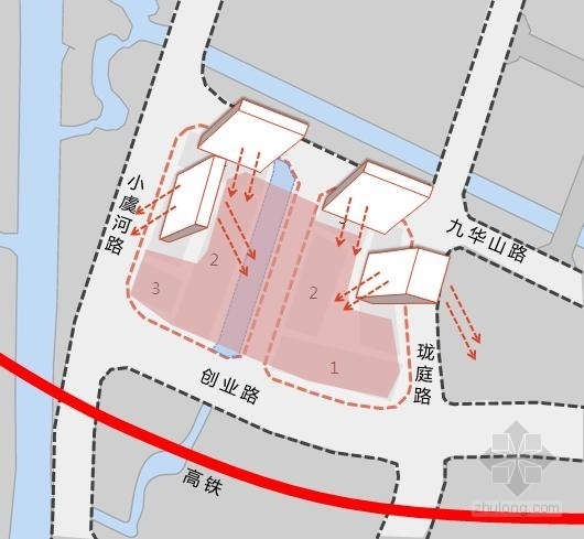 [江苏]高层现代风格多功能开放性商业建筑设计方案文本-高层现代风格多功能开放性商业建筑分析图