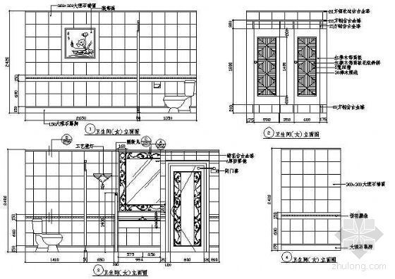 室内cad卫生间立面图资料下载-女卫生间立面图