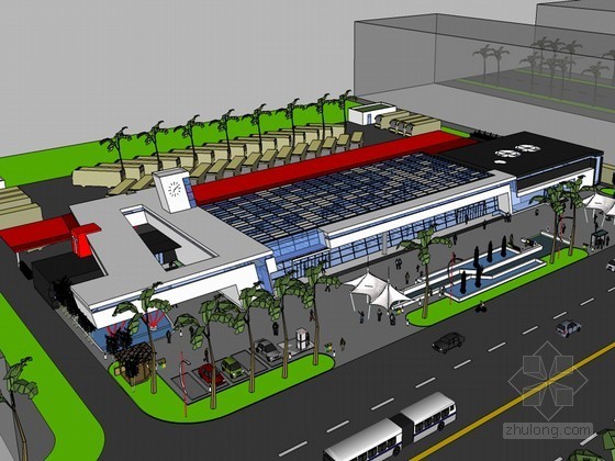 汽车站施工图幕墙资料下载-汽车站SketchUp模型下载