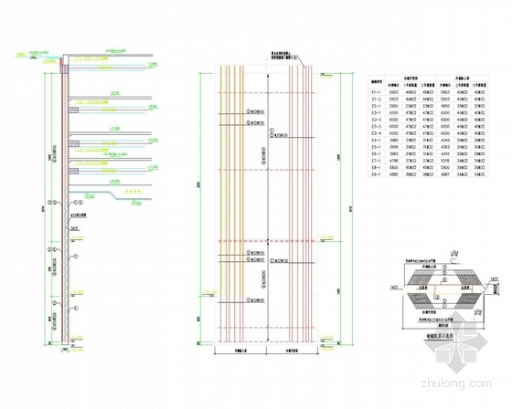 [上海]20米深基坑两墙合一地下连续墙加四道混凝土支撑支护施工图-槽段配筋立面图