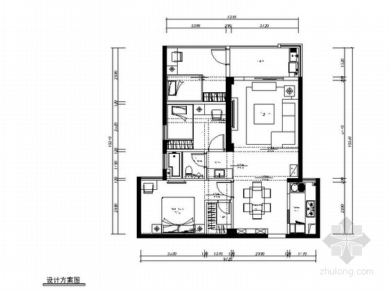 三室一厅室内su资料下载-[原创]温馨舒适三室一厅家装CAD施工图（15年作品含效果图）