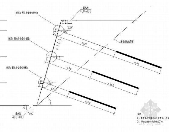 边坡锚索大样图资料下载-住宅小区预应力锚索加格构梁边坡支护施工图（含设计计算）