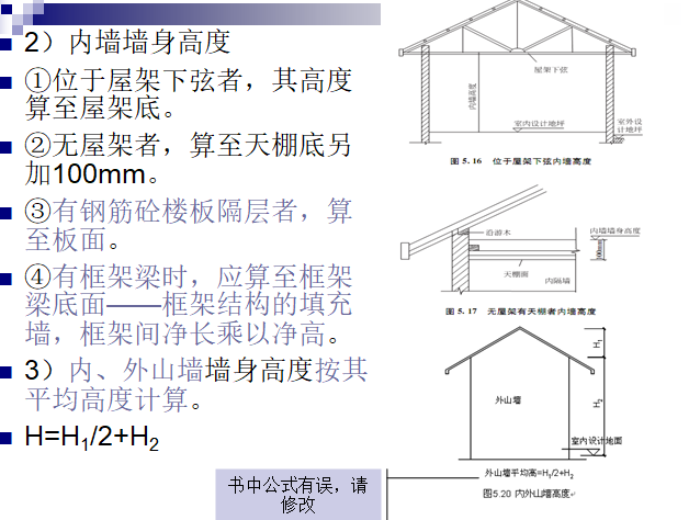 砌筑工程工程量计算教程-内墙墙身高度