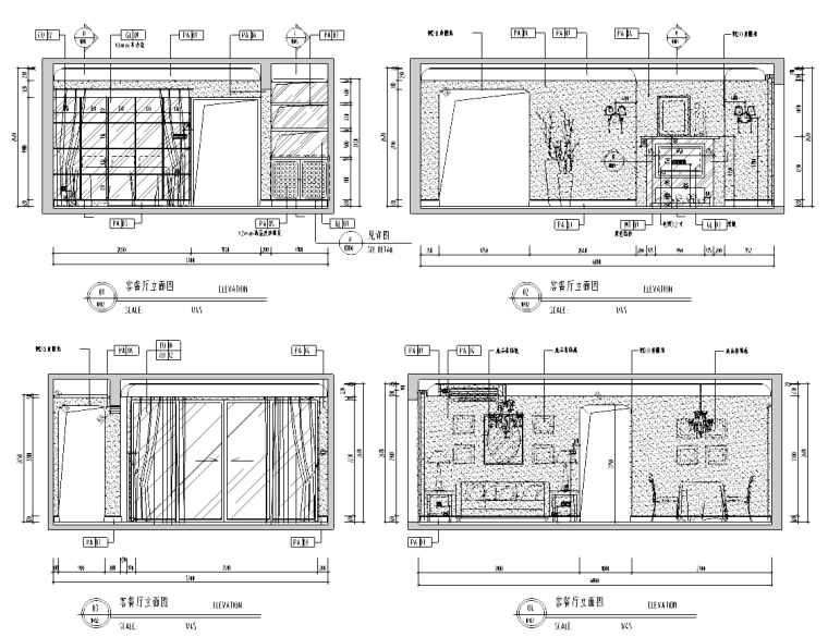 [广东]现代简约风格样板房装修施工图（附效果图）-客餐厅立面图