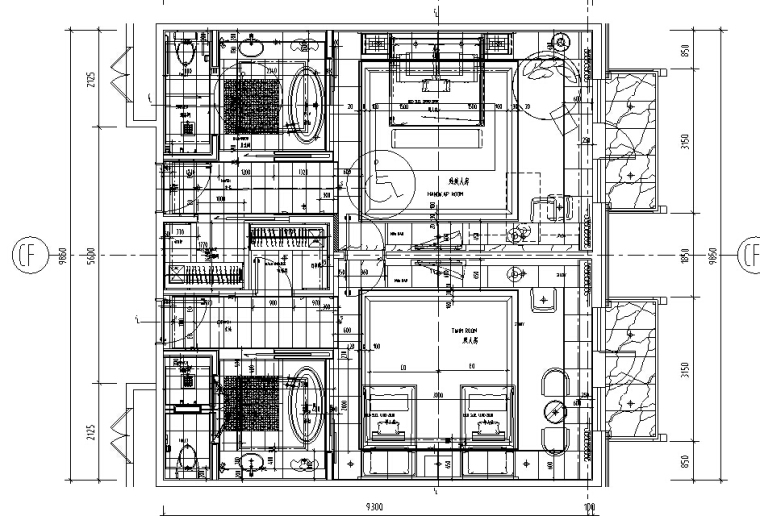 CCD-长白山威斯汀酒店客房全套施工图-无障碍房平面图