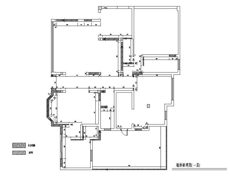 [江苏]浪漫法式风450平米独栋别墅设计施工图（附效果图）-墙体新建图