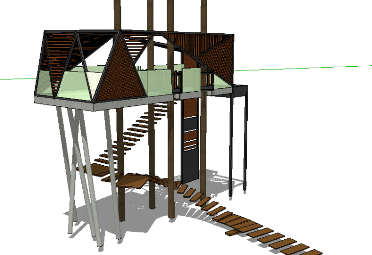 北欧小木屋施工图资料下载-74套树屋·小木屋SU模型1-10