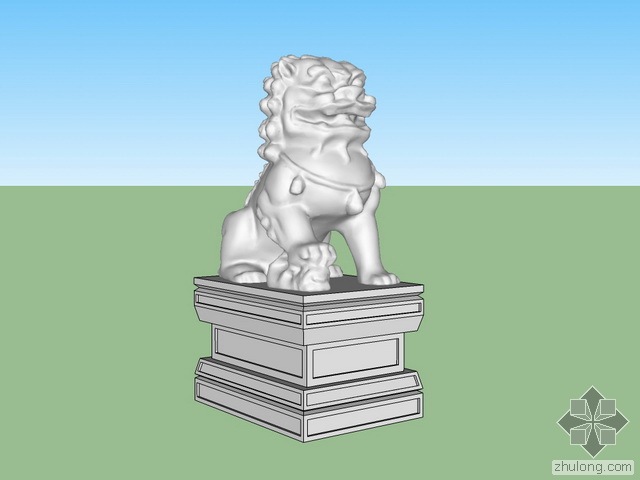 园林石头景观模型资料下载-[SU]石头狮子sketchup模型